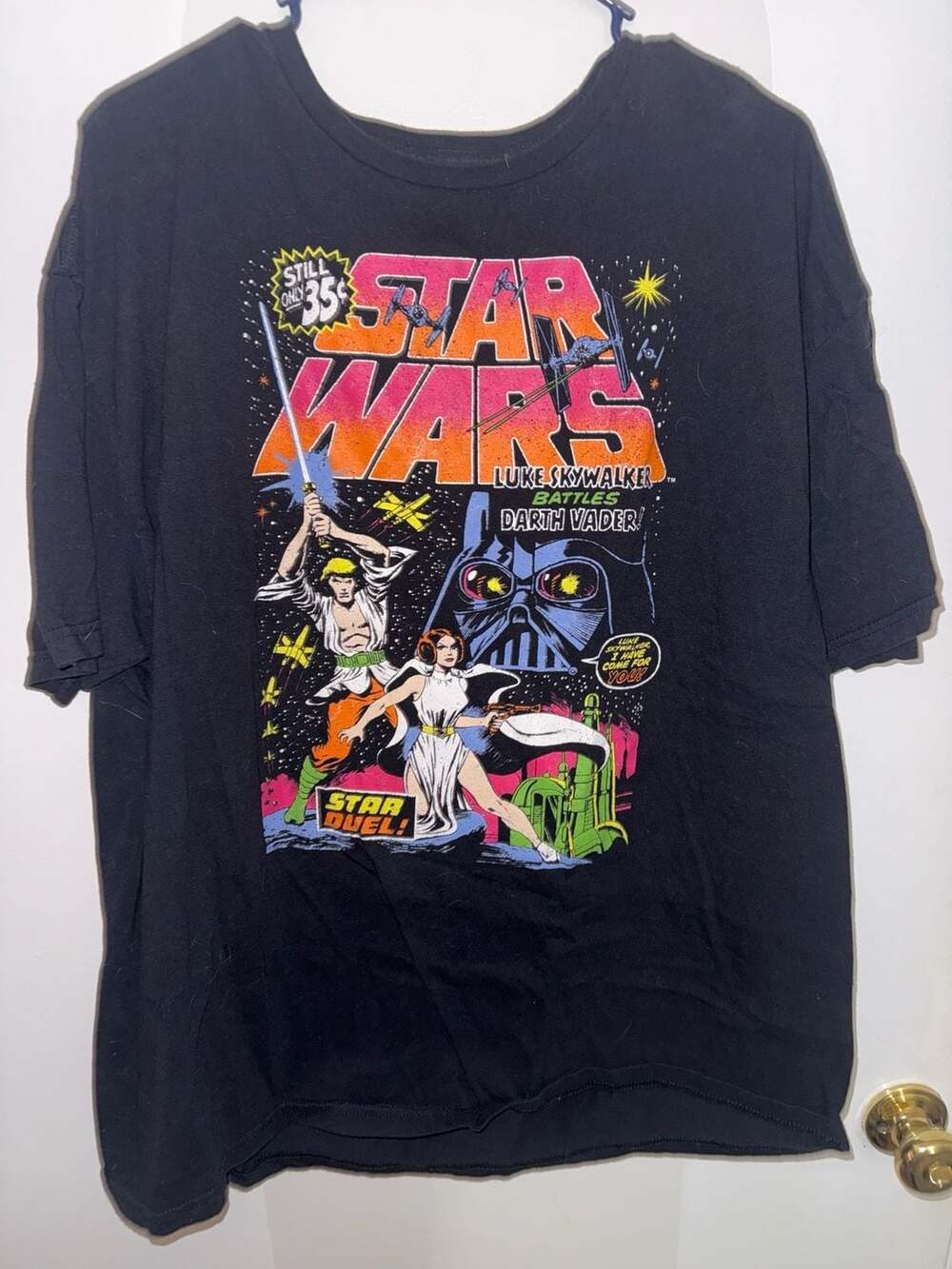 Vintage Star Wars Luke Skywalker Battles Darth Vader! Star Dual T Shirt Medium